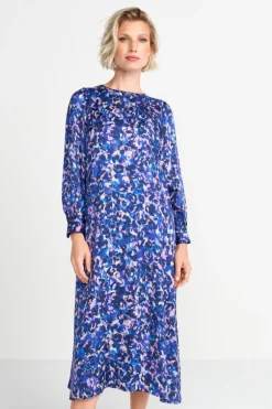 Blaues Midikleid Mit Leo-Print