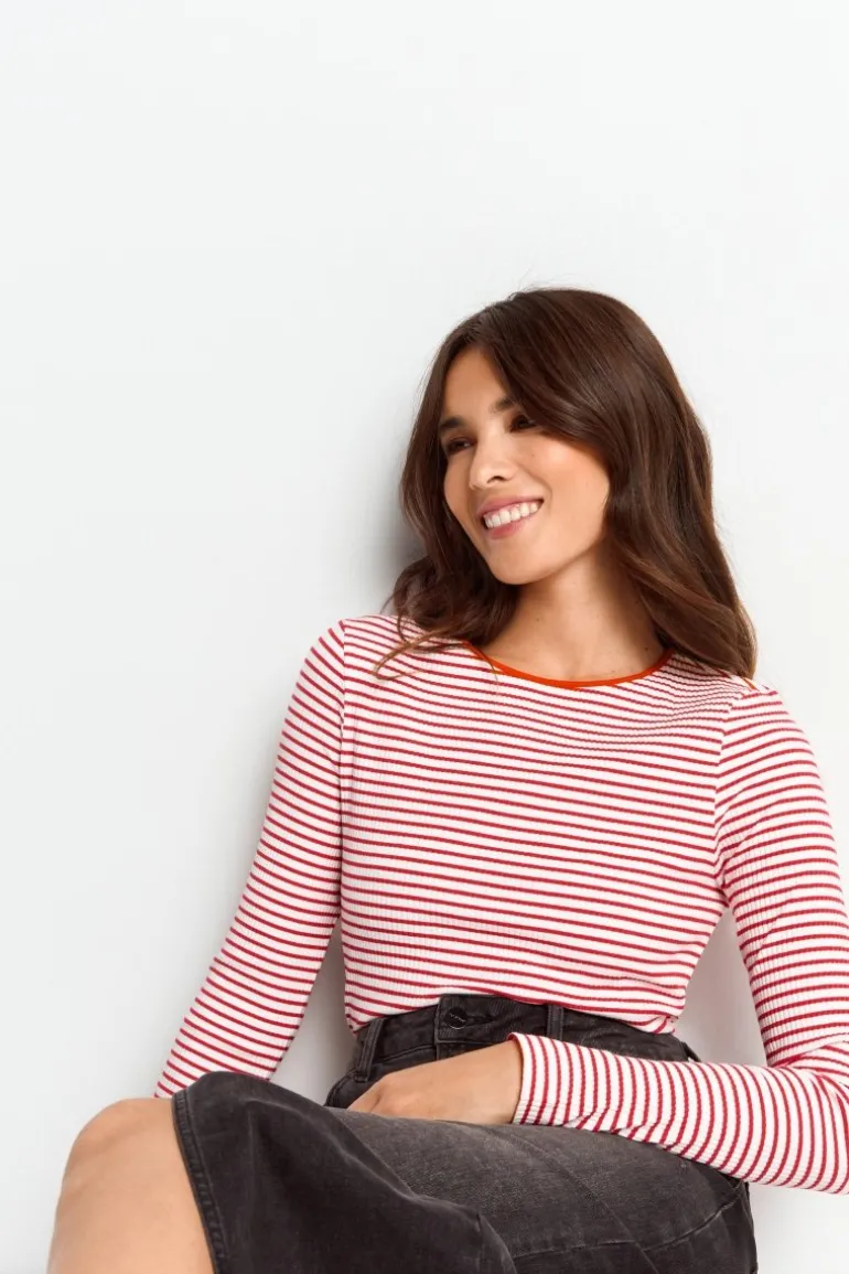 Bodycon-Longsleeve Mit Streifen