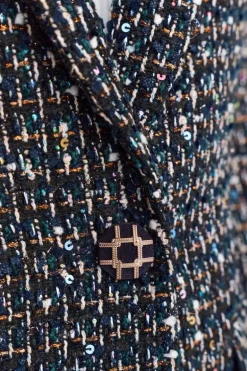 Bouclé-Blazer Mit Statement-Knopf