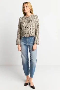 Bouclé-Jacke Mit Fransen