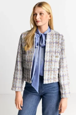 Bouclé-Jacke Mit Rundhalsausschnitt