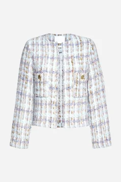 Bouclé-Jacke Mit Rundhalsausschnitt