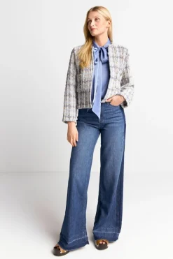 Bouclé-Jacke Mit Rundhalsausschnitt