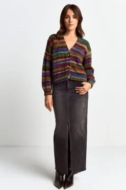 Cardigan Mit Bunten Kristallknöpfen