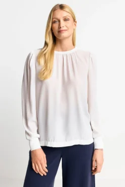 Chiffonbluse Mit Rundhalsausschnitt