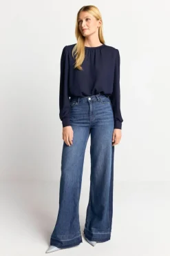 Chiffonbluse Mit Rundhalsausschnitt