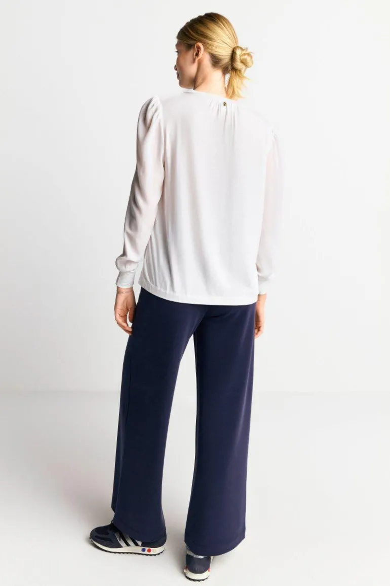 Chiffonbluse Mit Rundhalsausschnitt