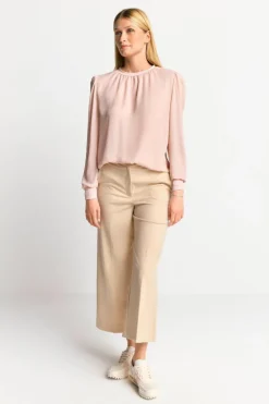 Chiffonbluse Mit Rundhalsausschnitt