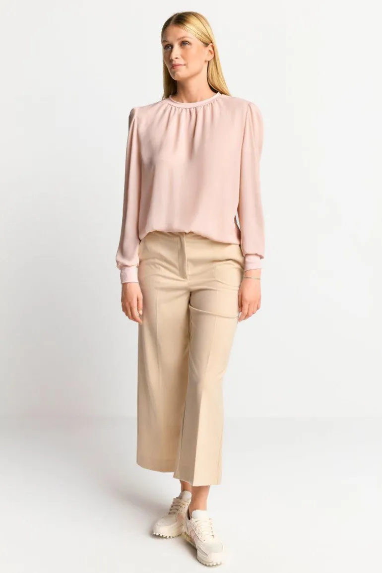 Chiffonbluse Mit Rundhalsausschnitt