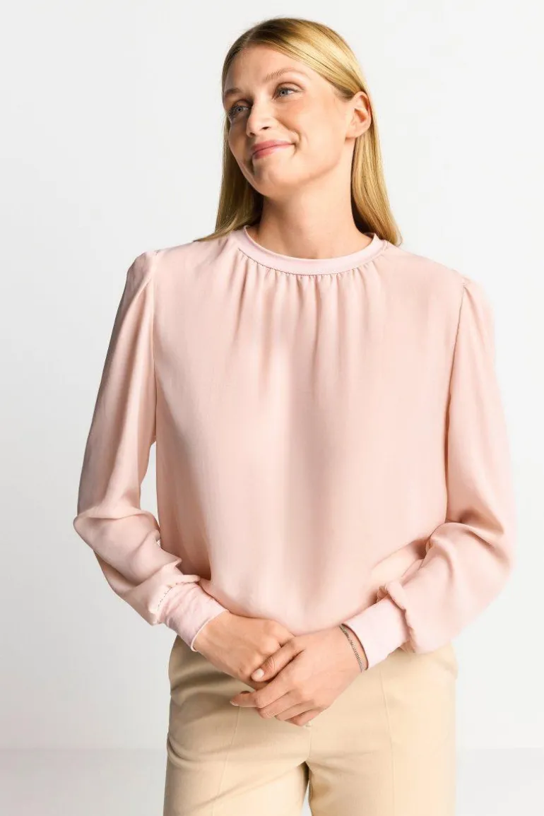 Chiffonbluse Mit Rundhalsausschnitt