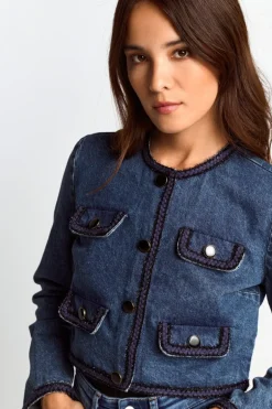 Denim-Jacke Mit Zierborten