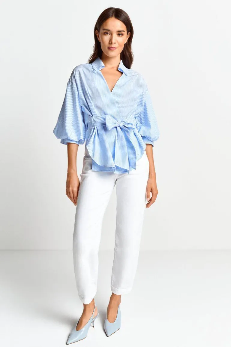 Gestreifte Wickelbluse