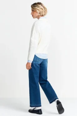 Grobstrickpullover Mit Rundhalsausschnitt