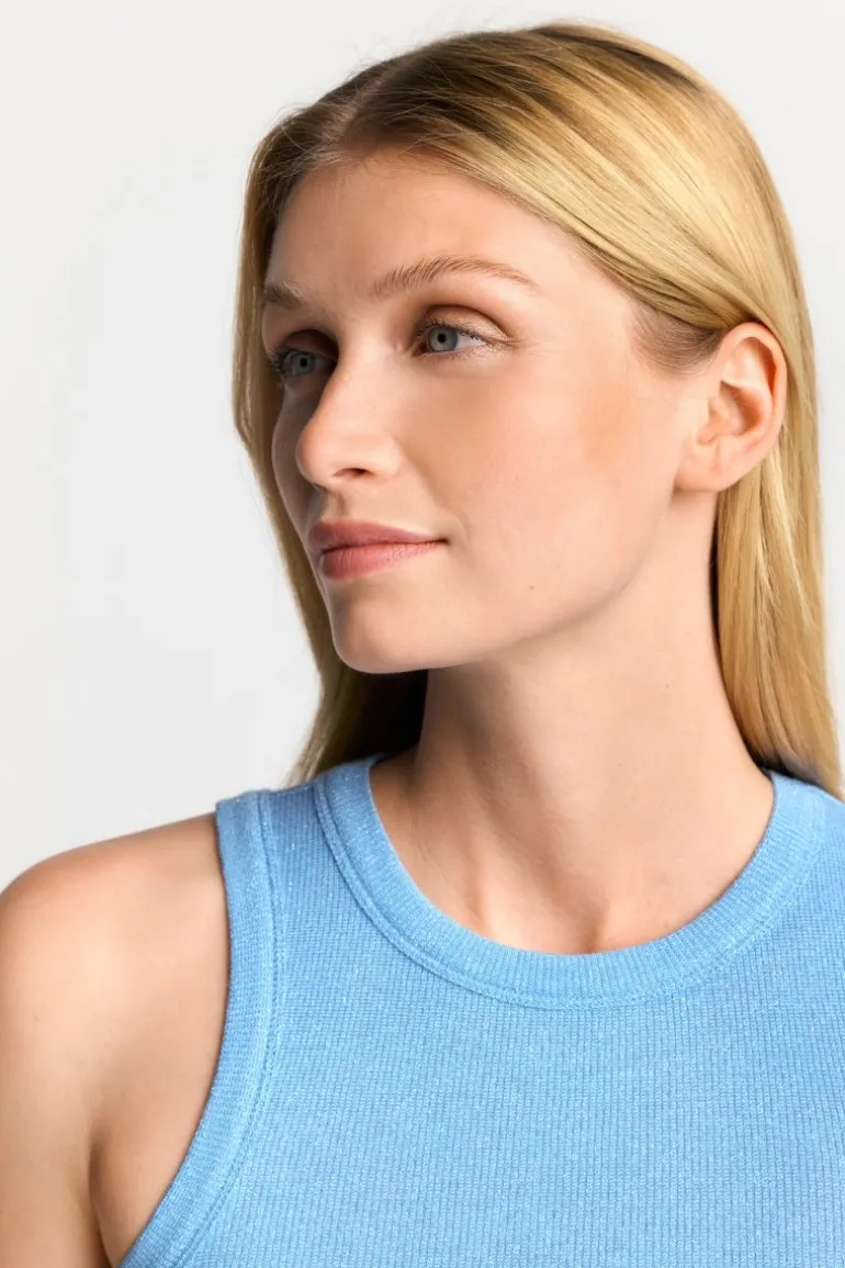 Hellblaues Rib-Tanktop