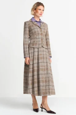 Karierter High-Waist-Midirock