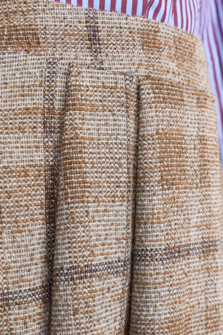 Karierter High-Waist-Midirock