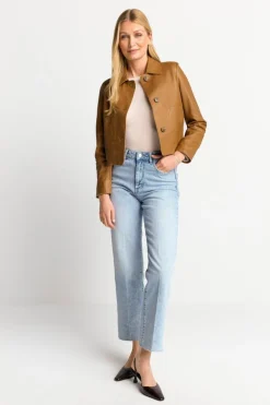 Kurze Lederjacke Mit Kragen