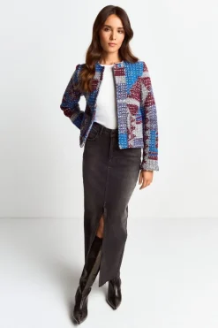 Mehrfarbige Bouclé-Jacke