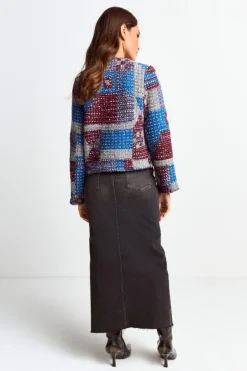 Mehrfarbige Bouclé-Jacke