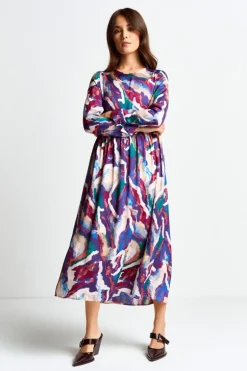 Midikleid Mit Abstraktem Print