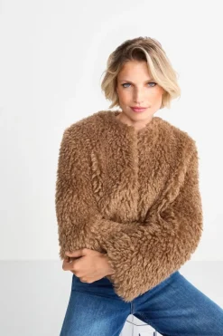 Offene Kunstfelljacke