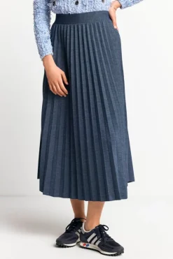 Plisseerock In Denim-Optik