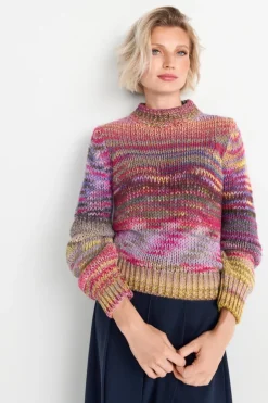Pullover Aus Buntem Melange-Strick