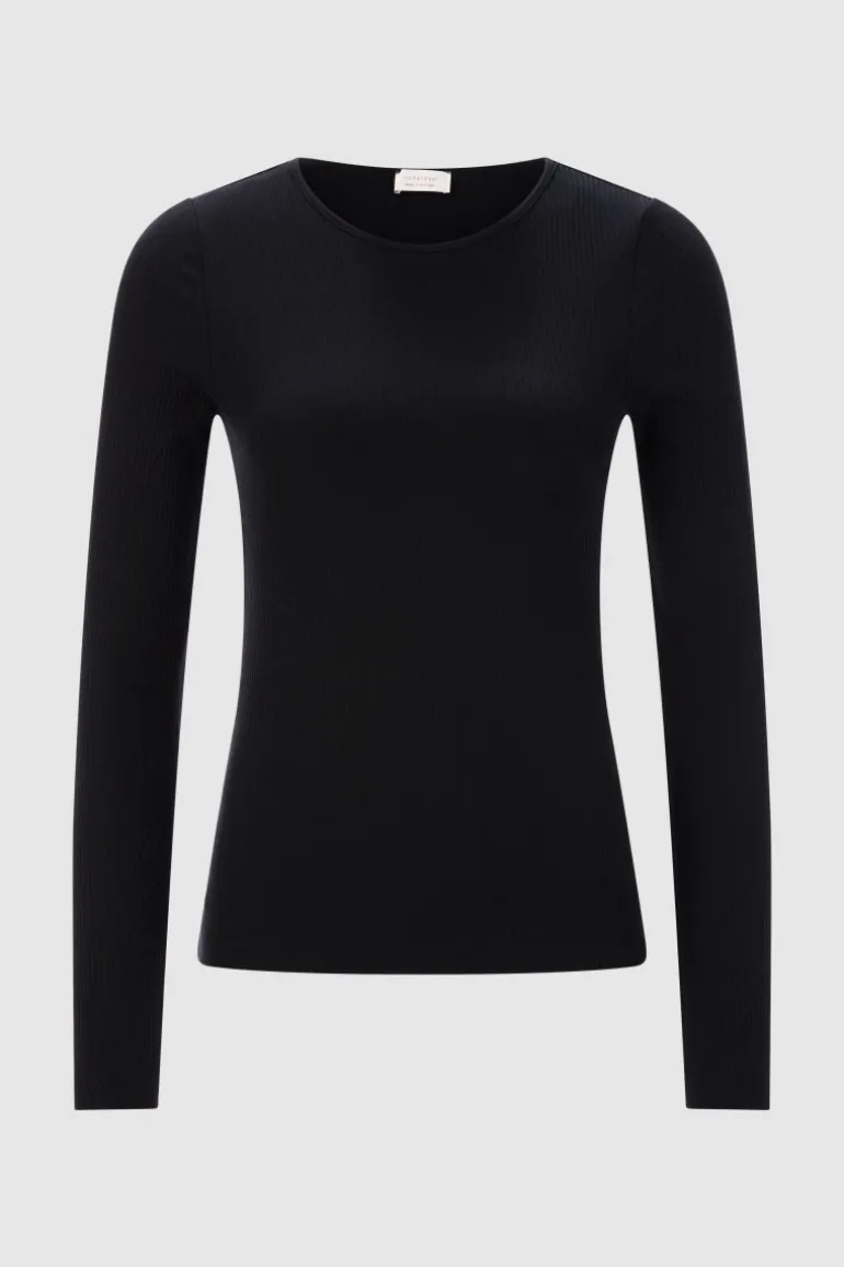 Rib-Longsleeve Mit Rundhals