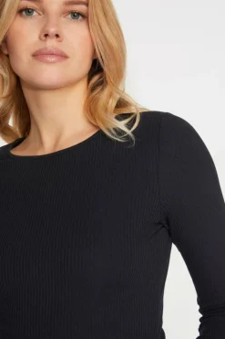 Rib-Longsleeve Mit Rundhals