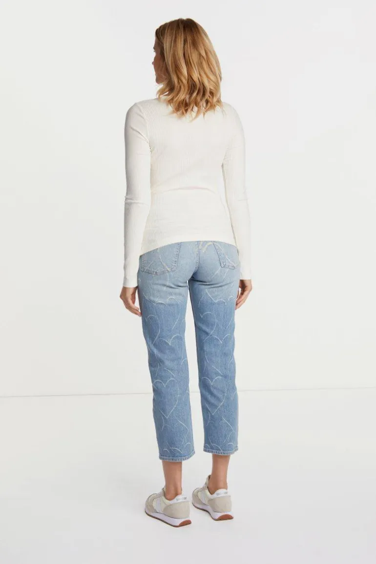 Rib-Longsleeve Mit Rundhals