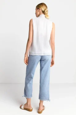 Ärmellose Schluppenbluse Mit Glanzeffekt