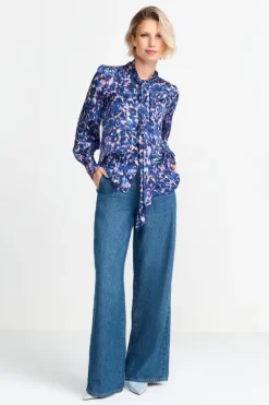 Schluppenbluse Mit Leo-Print