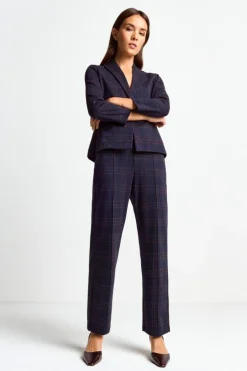 Stoffhose Mit Karomuster Und Bügelfalte