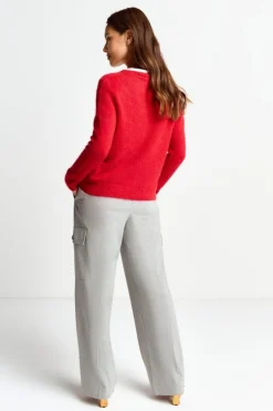 Strickpullover Aus Weichem Materialmix