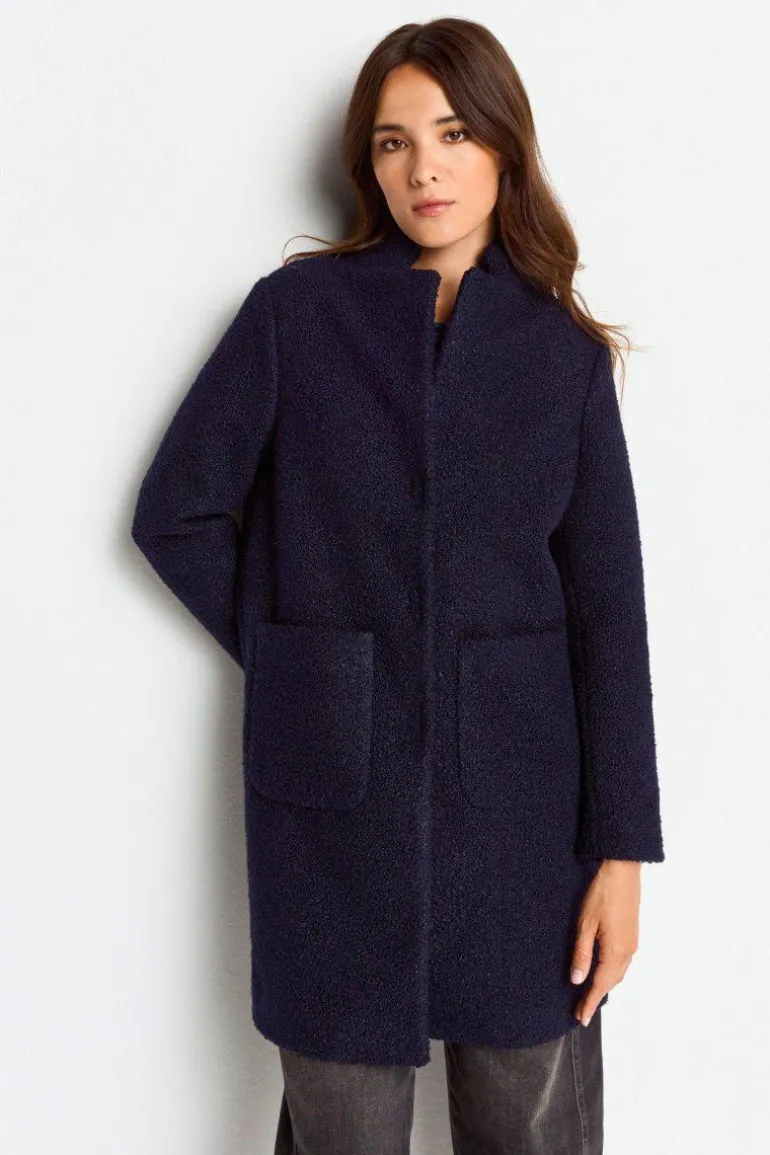 Teddy-Mantel Mit Stehkragen