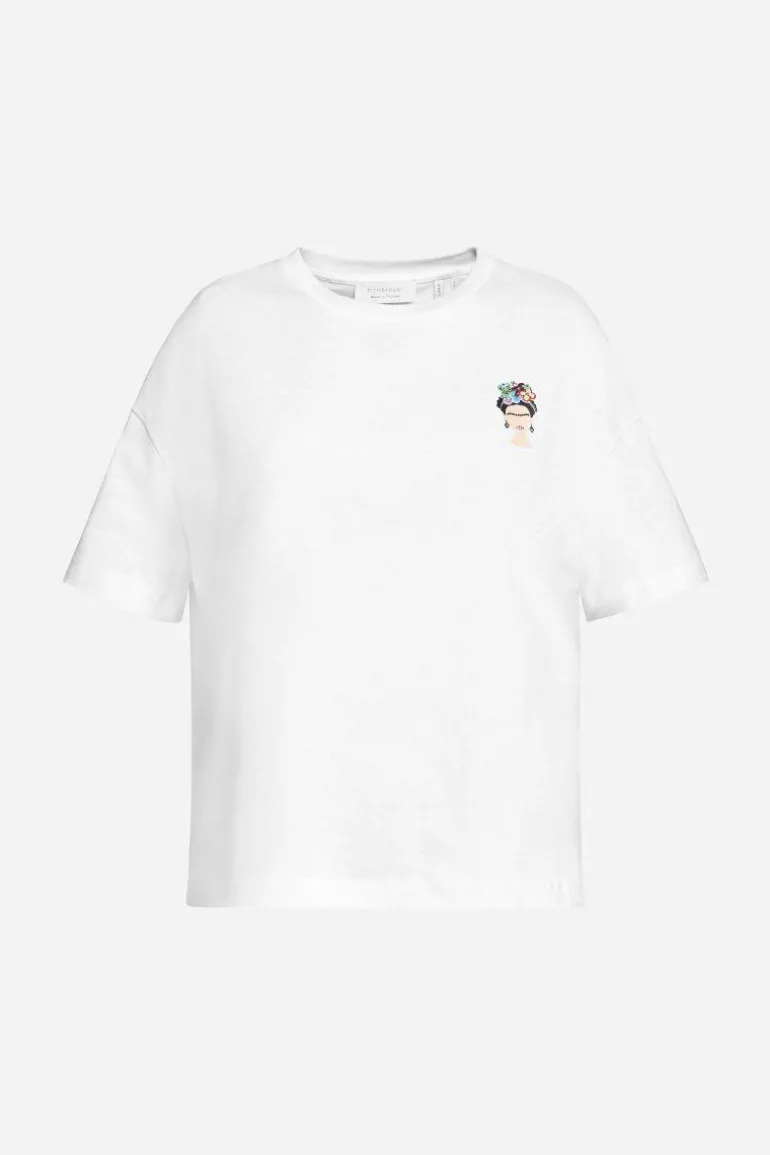 T-Shirt Mit Frida Kahlo-Applikation