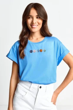 T-Shirt Mit Strass-Smileys