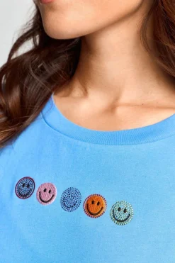 T-Shirt Mit Strass-Smileys
