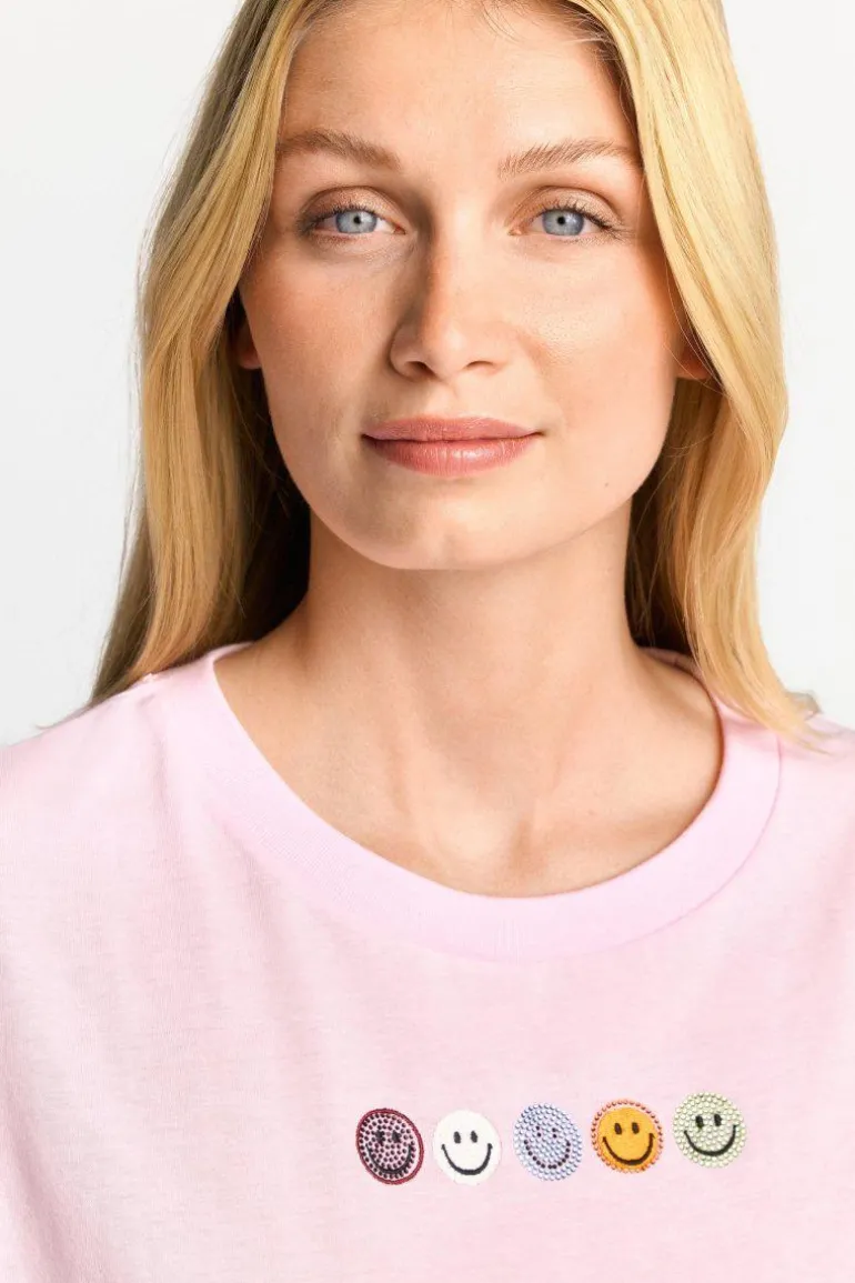T-Shirt Mit Strass-Smileys