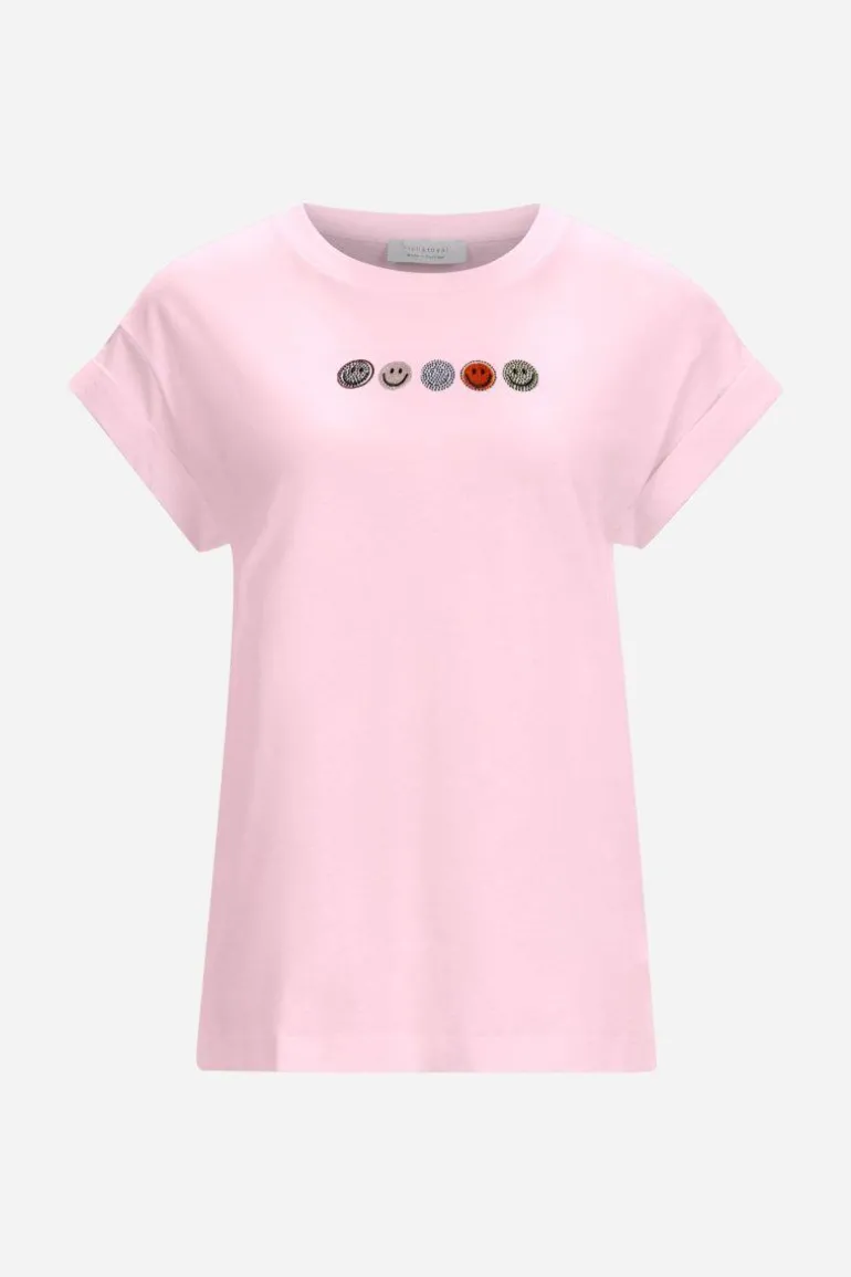 T-Shirt Mit Strass-Smileys