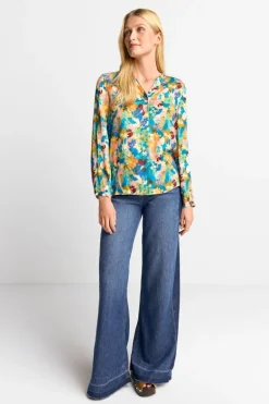 V-Neck-Bluse Mit Knöpfen