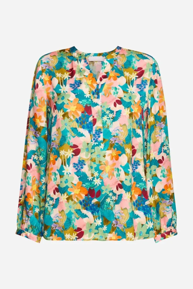 V-Neck-Bluse Mit Knöpfen