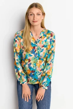 V-Neck-Bluse Mit Knöpfen