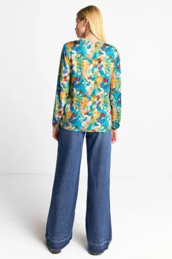 V-Neck-Bluse Mit Knöpfen