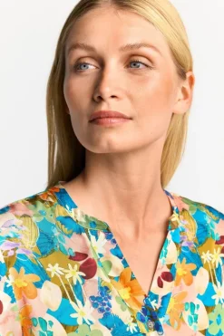 V-Neck-Bluse Mit Knöpfen