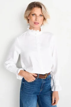 Weiße Bluse Mit Rüschenkragen