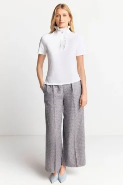 Weißes T-Shirt Mit Frill-Kragen