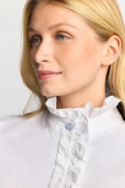 Weißes T-Shirt Mit Frill-Kragen