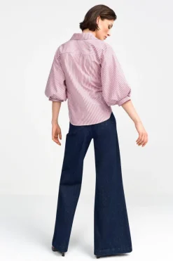 Wickelbluse Mit V-Neck Und Streifen