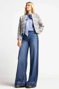 Wide Leg Denim Mit Seitenstreifen